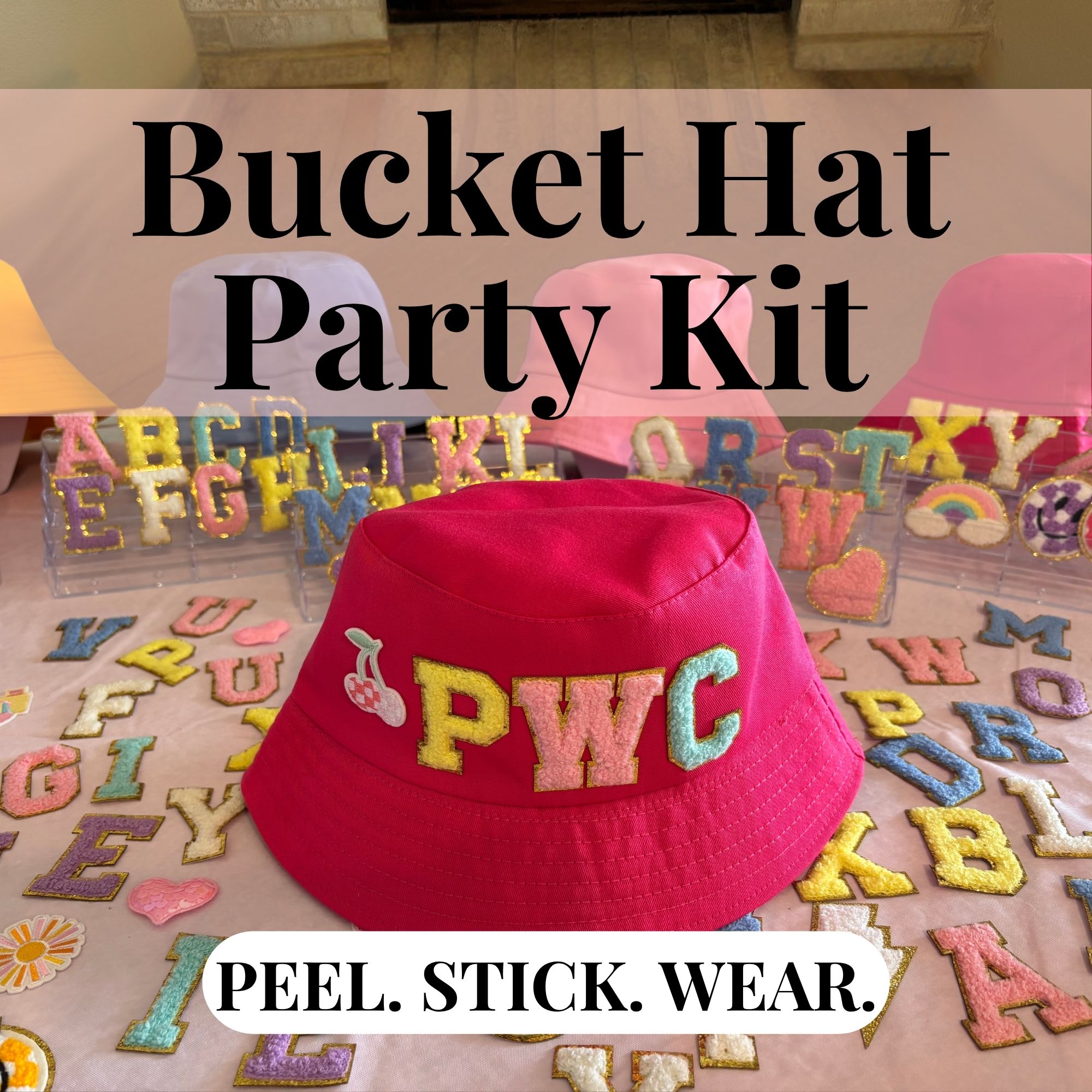 Y2K Bucket Hat Party Kit, DIY Patch Craft Activity, Tween Sleepover Favor