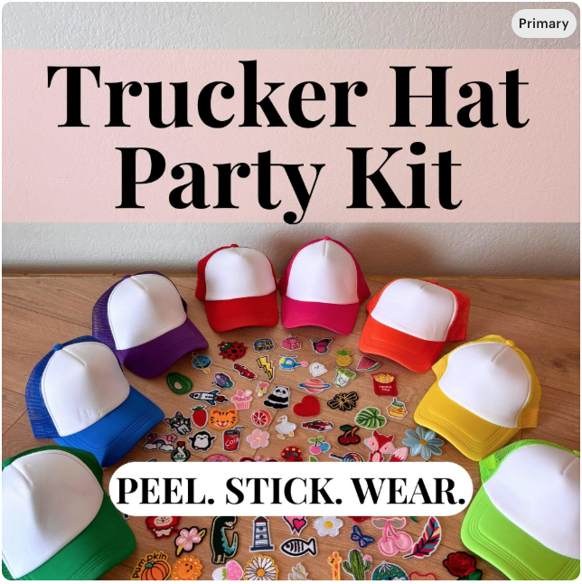 Trucker Hat Party Kit | DIY Birthday Activity, Sleepover Craft, Kids Hat Bar